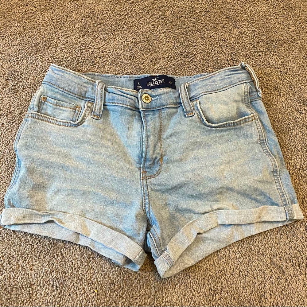 Hollister Mid Rise Denim Short 3" Women's Size 5 W27 Blue Low Rise 5-Pocket EUC